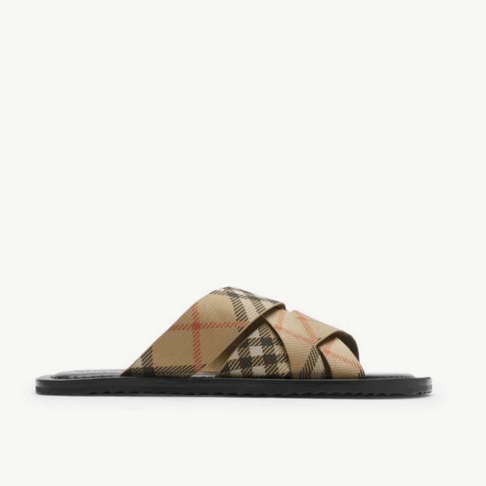 🎉HP🎊 Men's Burberry Check Pavilion Slides - Picture 2 of 8